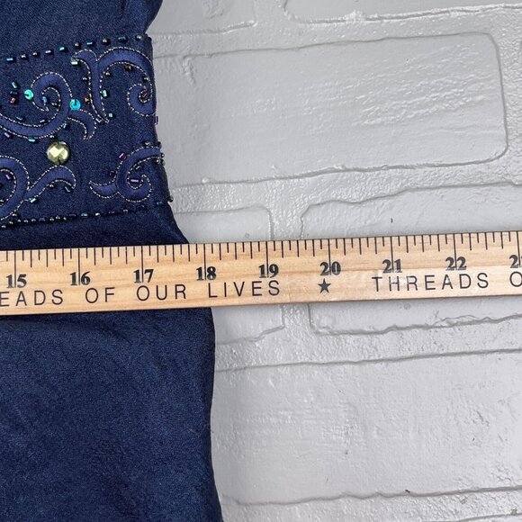 Kathy Roberts Dress Women‎ 16 Blue Shimmer Embellished Ruffle Waist Party Formal - Picture 7 of 10